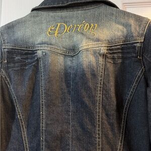 Dereon Dark Denim Jumpsuit with Gold Accents